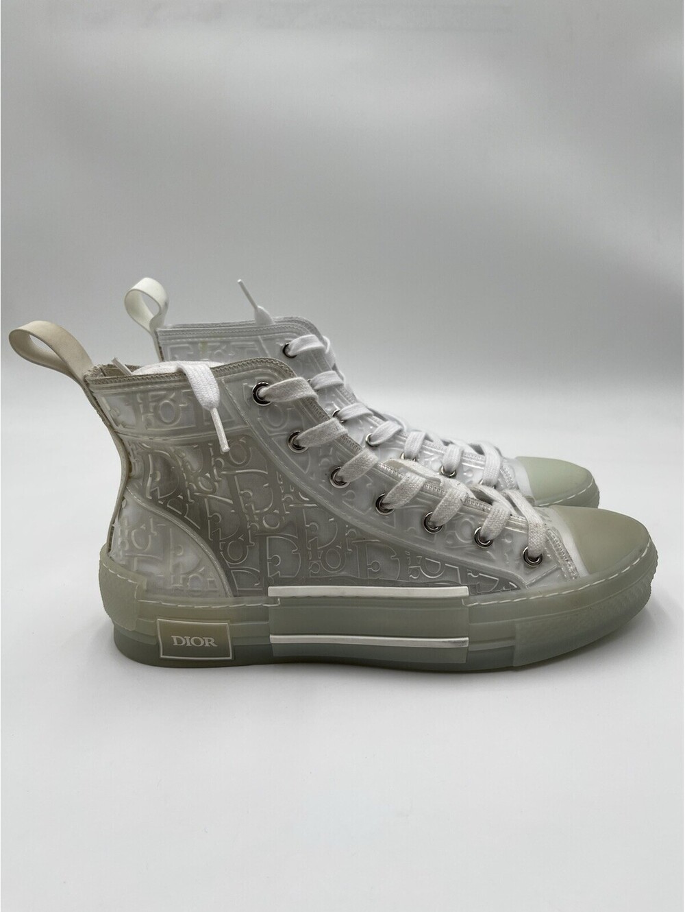 Dior B23 High-Top Sneaker transparent canvas Raised Oblique motif Size 39